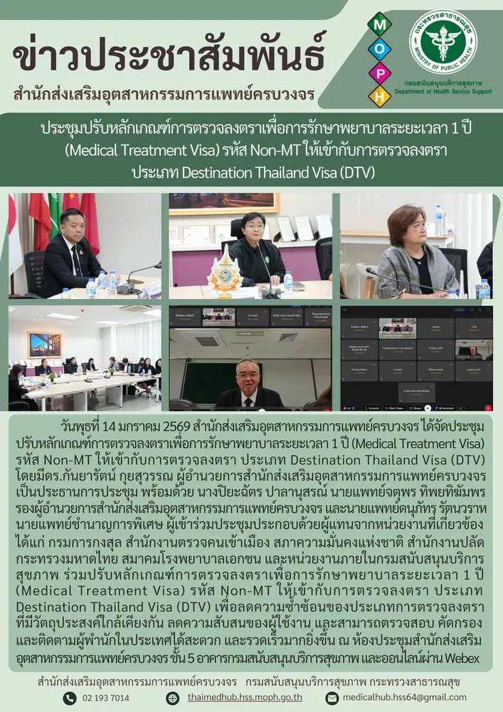 สสพ. จัดประชุมปรับหลักเกณฑ์การตรวจลงตราเพื่อการรักษาพยาบาลระยะเวลา 1 ปี (Medical Treatment Visa) รหัส Non-MT