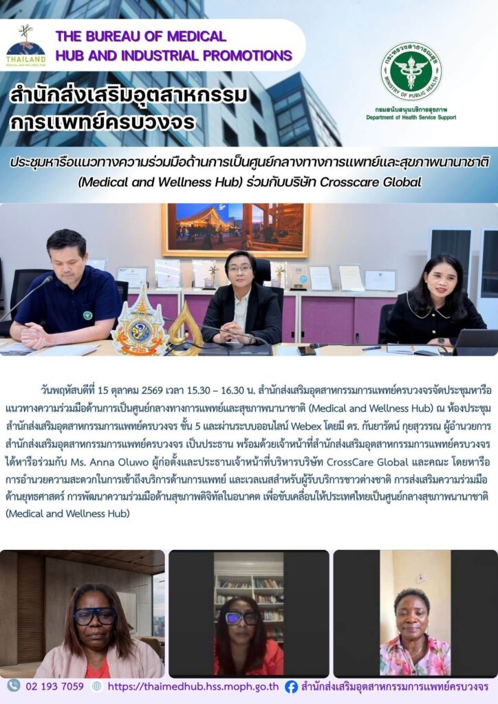 สสพ.ประชุมหารือแนวทางความร่วมมือด้านการเป็นศูนย์กลางทางการแพทย์และสุขภาพนานาชาติ (Medical and Wellness Hub)